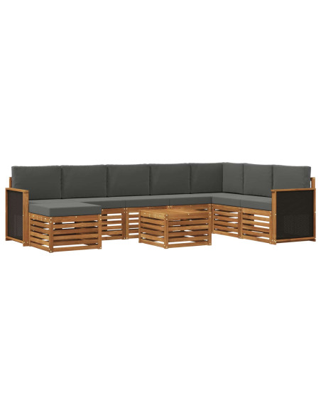 Set di divani da esterno con cuscino 7 pcs Naturale e Antracite