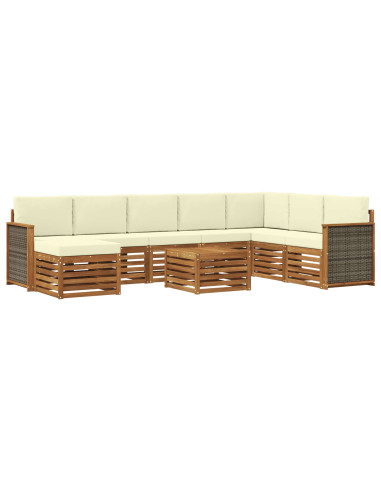Set di divani da esterno con cuscino 7 pcs Naturale e Crema