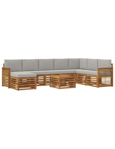 Set di divani da esterno 7 pcs Naturale e Grigio Chiaro