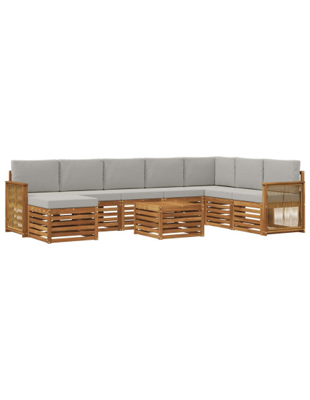 Set di divani da esterno 7 pcs Naturale e Grigio Chiaro
