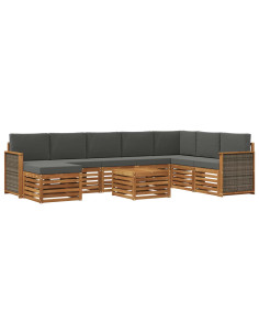 Set di divani da esterno con cuscino 7 pcs Naturale e Antracite