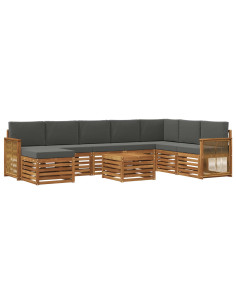 Set di divani da esterno con cuscino 7 pcs Naturale e Antracite