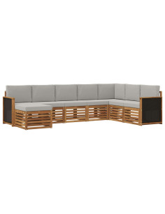 Set di divani da esterno 6 pcs Naturale e Grigio Chiaro