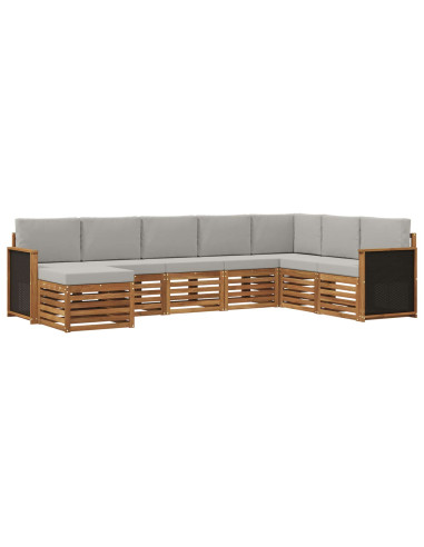 Set di divani da esterno 6 pcs Naturale e Grigio Chiaro