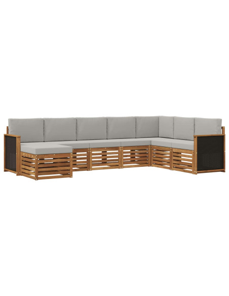 Set di divani da esterno 6 pcs Naturale e Grigio Chiaro