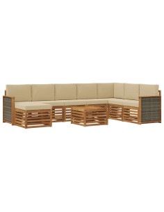 Set di divani da esterno con cuscino 7 pcs Naturale