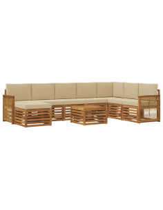 Set di divani da esterno con cuscino 7 pcs Naturale
