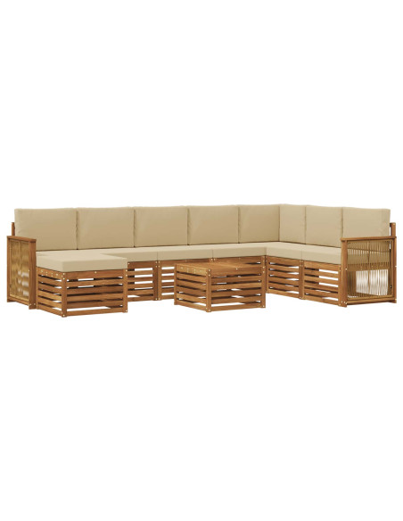 Set di divani da esterno con cuscino 7 pcs Naturale