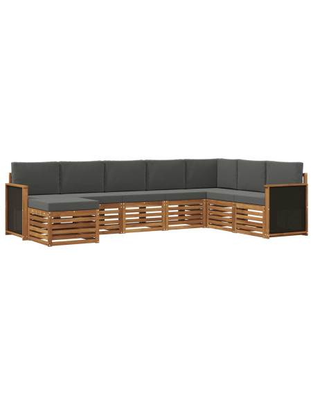 Set di divani da esterno con cuscino 6 pcs Naturale e Antracite