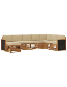 Set di divani da esterno con cuscino 6 pcs Naturale