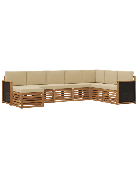 Set di divani da esterno con cuscino 6 pcs Naturale
