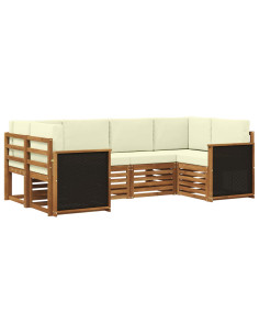 Set divano sezionale con cuscino 5 pcs Naturale e Crema