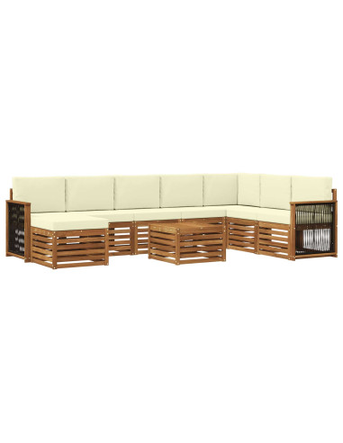Set di divani da esterno con cuscino 7 pcs Naturale e Crema