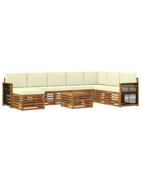 Set di divani da esterno con cuscino 7 pcs Naturale e Crema