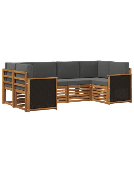 Set divano sezionale con cuscino 5 pcs Naturale e Antracite
