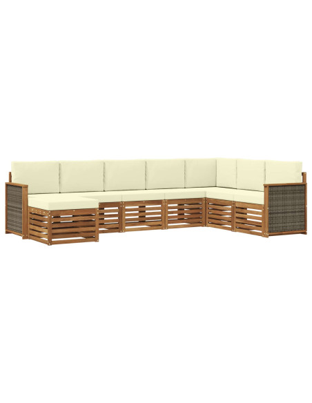 Set di divani da esterno con cuscino 6 pcs Naturale e Crema
