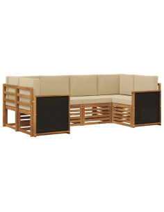 Set divano sezionale con cuscino 5 pcs Naturale