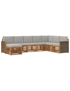 Set di divani da esterno 6 pcs Naturale e Grigio Chiaro