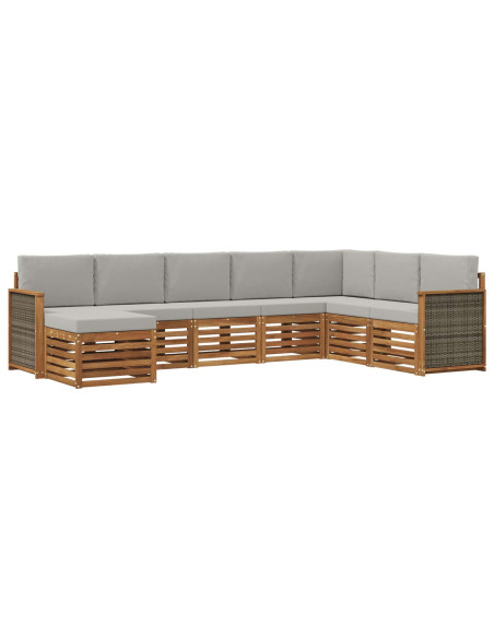 Set di divani da esterno 6 pcs Naturale e Grigio Chiaro