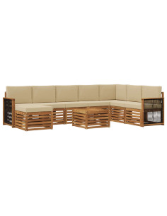 Set di divani da esterno con cuscino 7 pcs Naturale