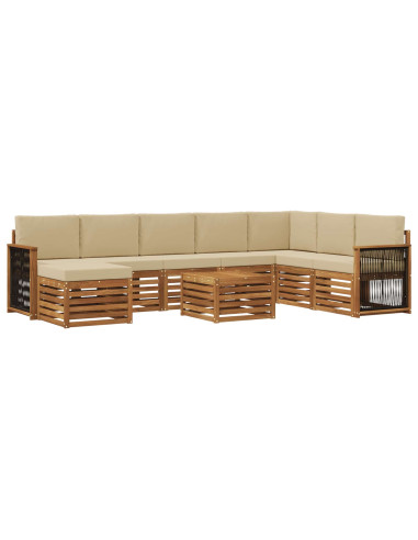 Set di divani da esterno con cuscino 7 pcs Naturale