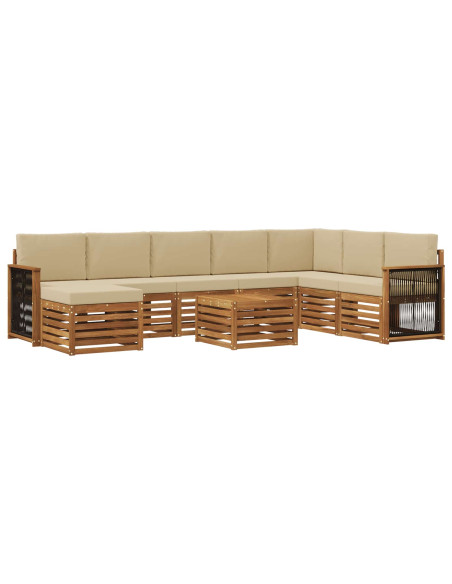 Set di divani da esterno con cuscino 7 pcs Naturale