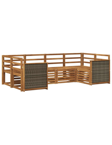 Set divano sezionale 5 pcs Naturale Legno di Acacia Massello