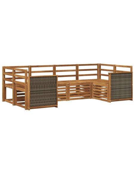 Set divano sezionale 5 pcs Naturale Legno di Acacia Massello