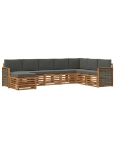 Set di divani da esterno con cuscino 6 pcs Naturale e Antracite