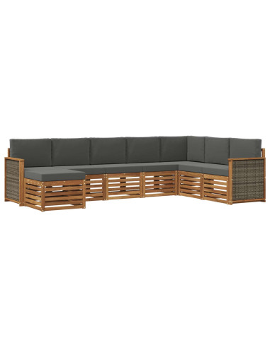 Set di divani da esterno con cuscino 6 pcs Naturale e Antracite