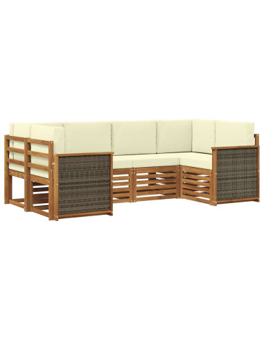 Set divano sezionale con cuscino 5 pcs Naturale e Crema
