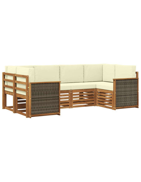 Set divano sezionale con cuscino 5 pcs Naturale e Crema