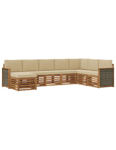 Set di divani da esterno con cuscino 6 pcs Naturale