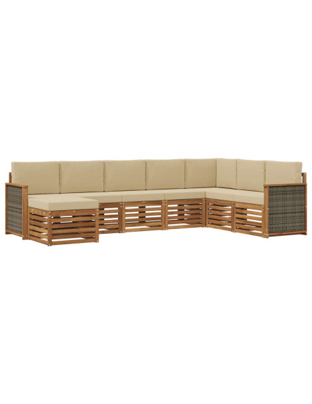 Set di divani da esterno con cuscino 6 pcs Naturale