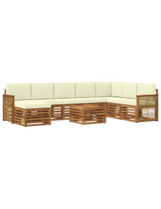 Set di divani da esterno con cuscino 7 pcs Naturale e Crema