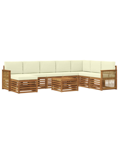 Set di divani da esterno con cuscino 7 pcs Naturale e Crema