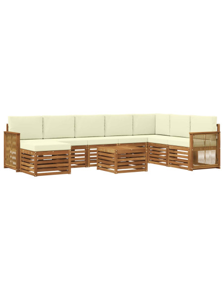 Set di divani da esterno con cuscino 7 pcs Naturale e Crema