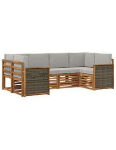 Set divano sezionale con cuscino 5 pcs Naturale e Grigio Chiaro