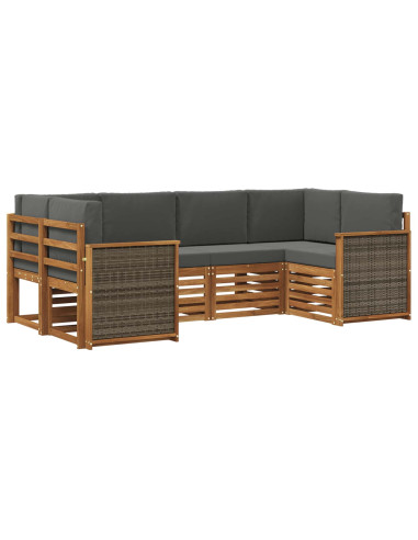 Set divano sezionale con cuscino 5 pcs Naturale e Antracite