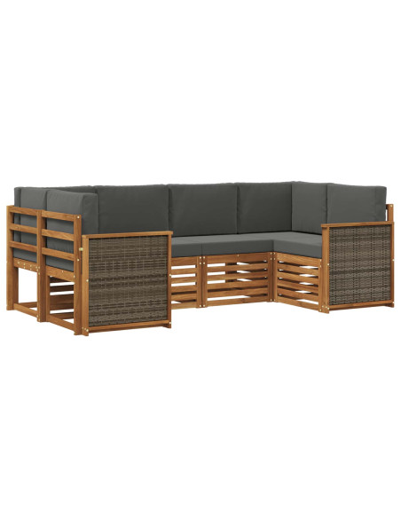 Set divano sezionale con cuscino 5 pcs Naturale e Antracite