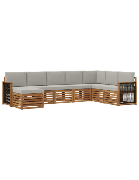 Set di divani da esterno 6 pcs Naturale e Grigio Chiaro