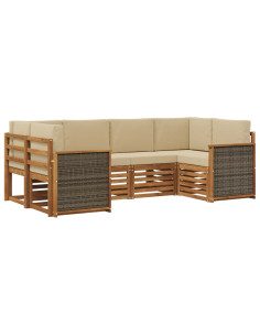 Set divano sezionale con cuscino 5 pcs Naturale