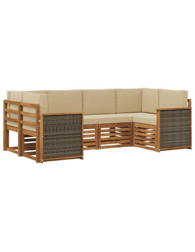 Set divano sezionale con cuscino 5 pcs Naturale