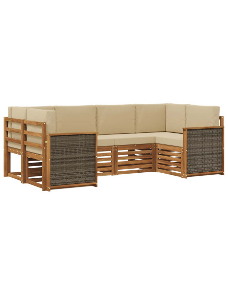 Set divano sezionale con cuscino 5 pcs Naturale
