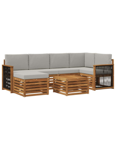 Set divano sezionale con cuscino 6 pcs Naturale e Grigio Chiaro