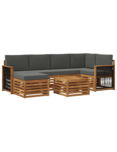 Set divano sezionale con cuscino 6 pcs Naturale e Antracite