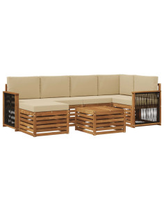 Set divano sezionale con cuscino 6 pcs Naturale