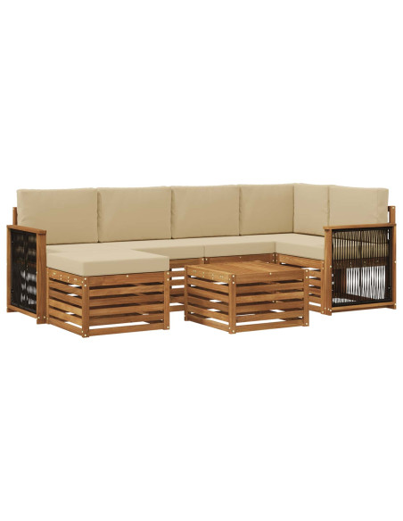 Set divano sezionale con cuscino 6 pcs Naturale