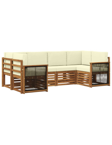 Set divano sezionale con cuscino 5 pcs Naturale e Crema