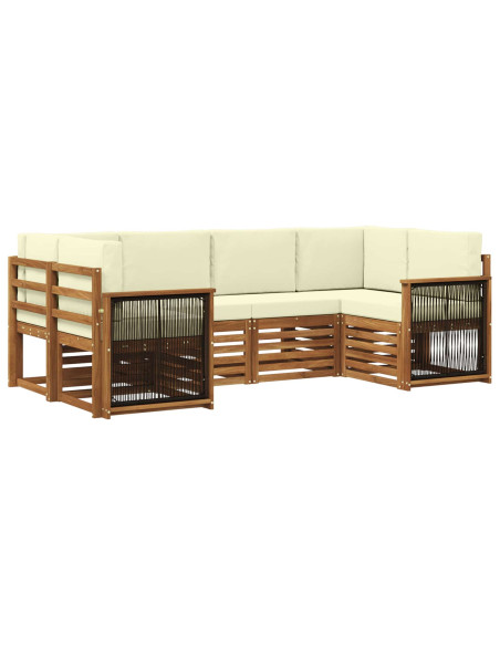 Set divano sezionale con cuscino 5 pcs Naturale e Crema